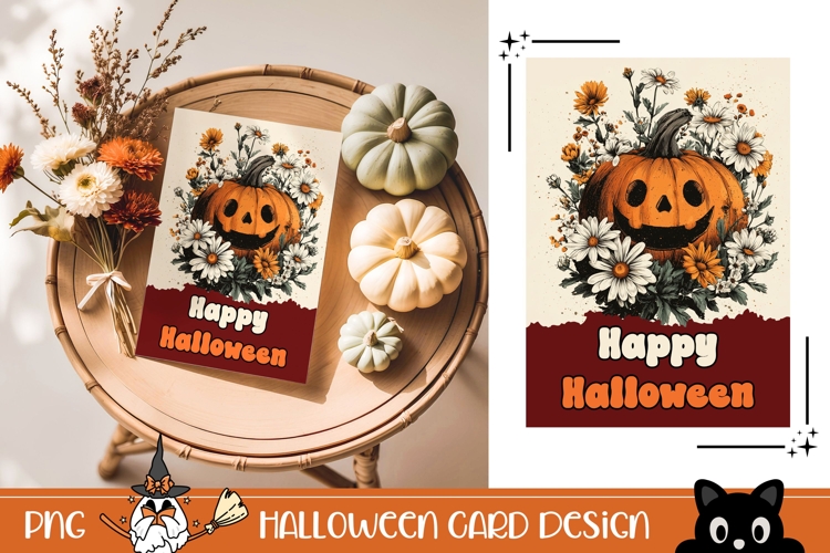 Retro Halloween Greeting Card, Vintage Halloween Wall Art