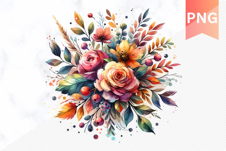 Autumn Flowers Sublimation - Clipart PNG Design