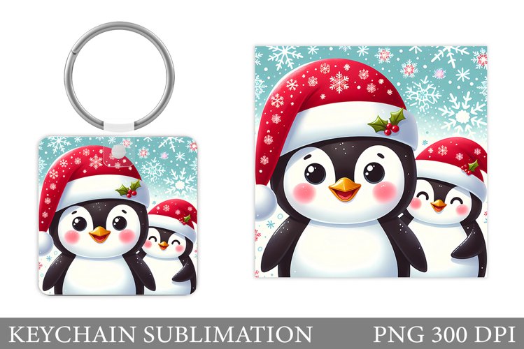 Christmas Penguin Keychain. Christmas Keychain Design example image 1