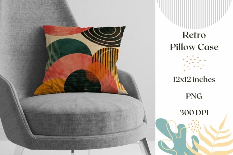 Cute Retro Pillow Case Design, Colorful Pillowcase PNG