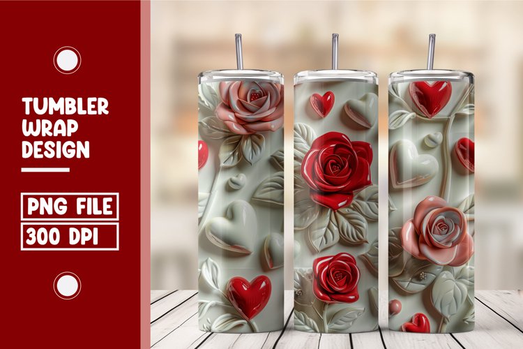 Heart Flower Tumbler Wrap Design