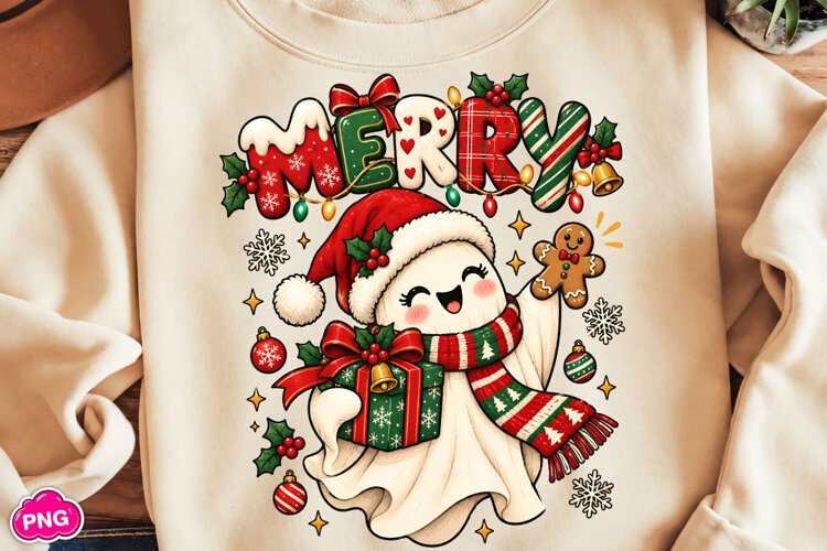 Funny Christmas PNG, Christmas Sublimation, Christmas Ghost example image 1