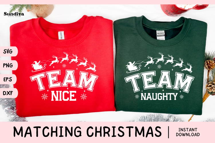 Matching Christmas Quote SVG | Team Nice Team Naughty