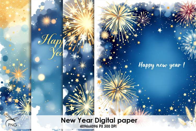 New Year digital paper, background clipart