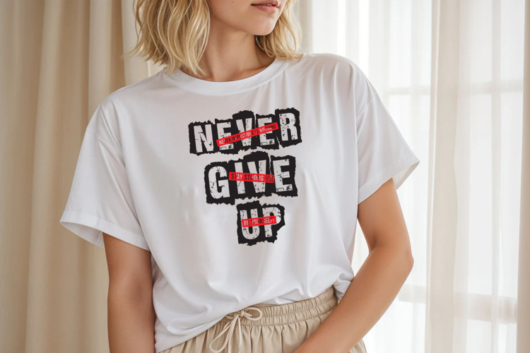 Never Give Up Statement PNG T-Shirt Design