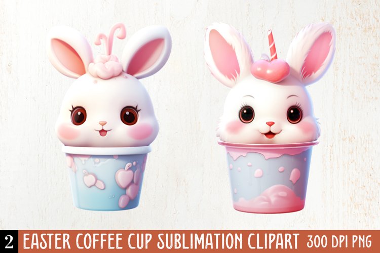 Easter Coffee Cup Sublimation Clipart, Watercolor Clipart