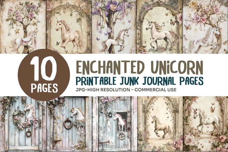 Enchanted Unicorn Junk Journal Pages example image 1