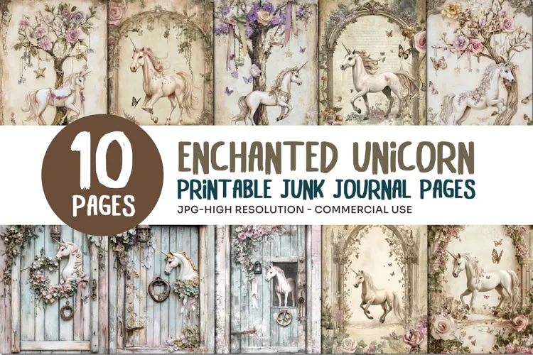Enchanted Unicorn Junk Journal Pages