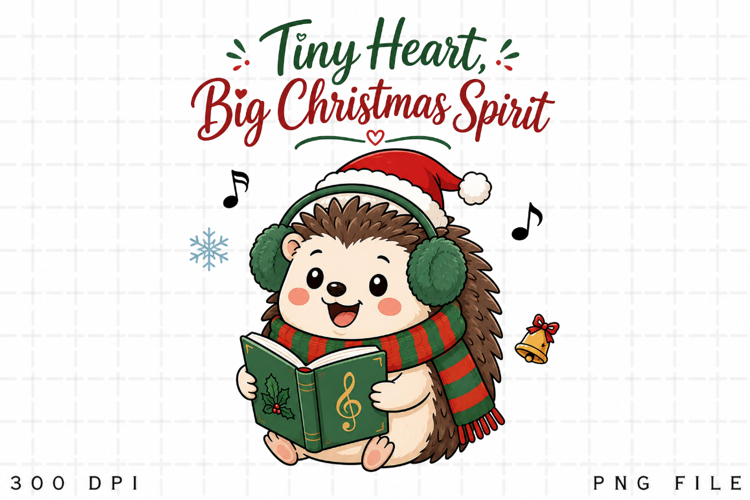Christmas Hedgehog Caroling PNG Clipart, Tiny Heart Big