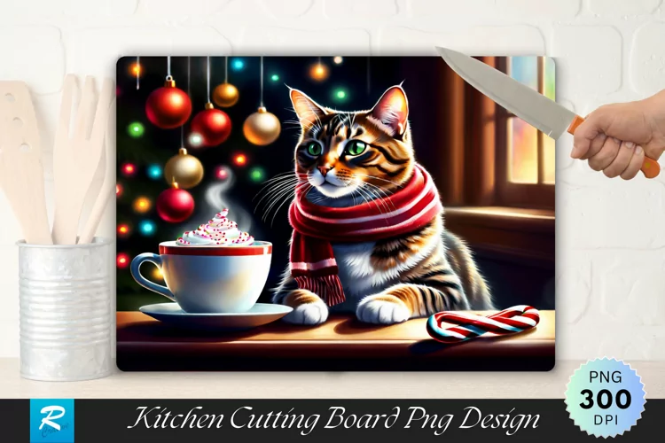 Tabby Cat Cozy Moment Cutting Board Sublimation