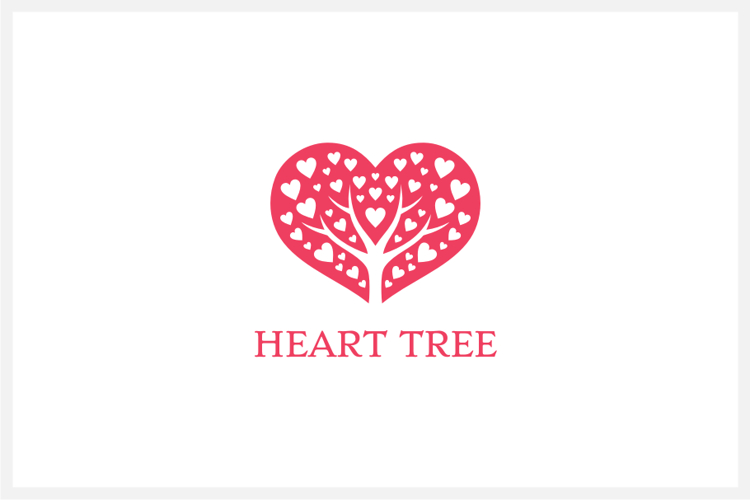 Hearts Tree Logo Design Vector Illustration