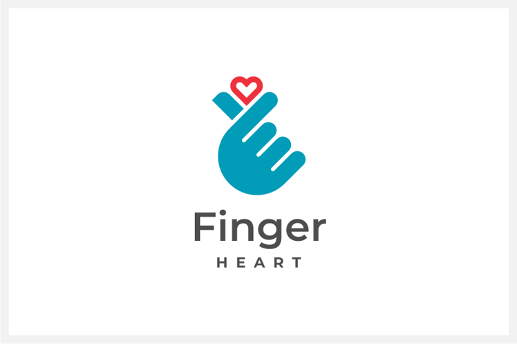 Monoline Finger Heart Gesture Logo Design Vector