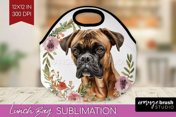 Floral Dog Lunch Bag - Flowers Lunch Bug PNG Sublimation