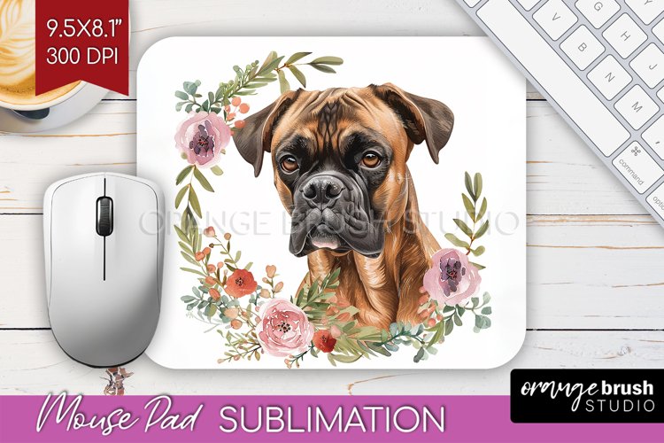 Floral Dog Mouse Pad Sublimation - Flowers Mousepad PNG