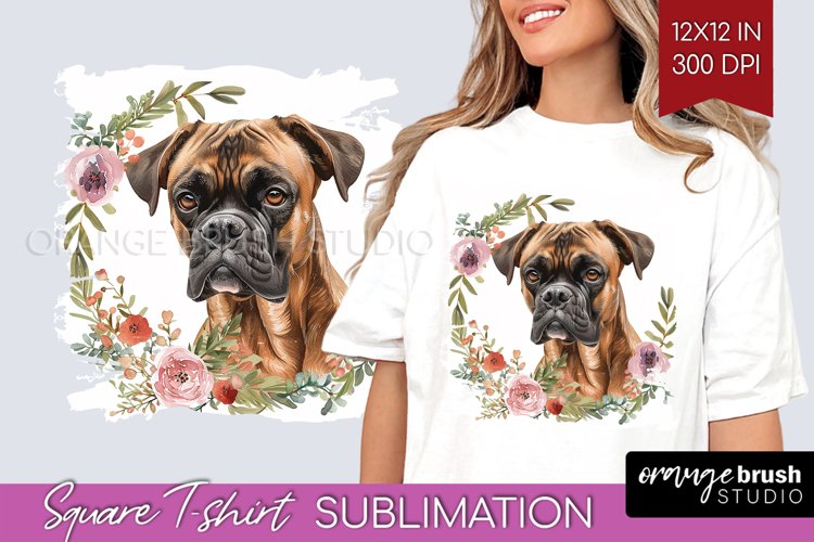 Floral Dog Square Tshirt Background - Flowers PNG