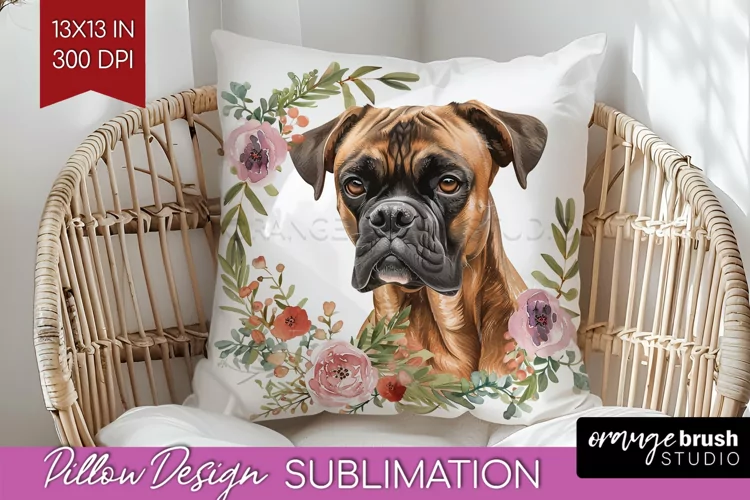 Floral Dog Pillow Sublimation - Flowers Pillow Cover PNG