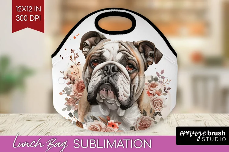 Floral Dog Lunch Bag - Flowers Lunch Bug PNG Sublimation