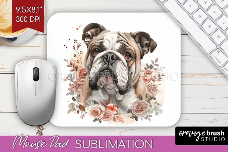 Floral Dog Mouse Pad Sublimation - Flowers Mousepad PNG