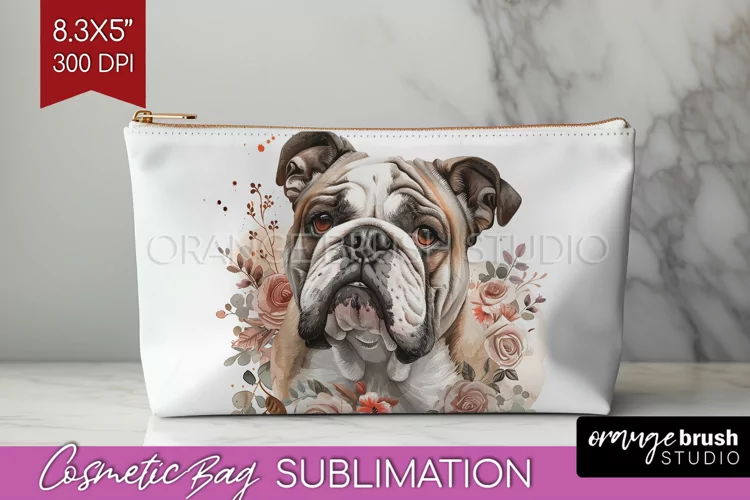 Floral Dog Cosmetic Bag - Flowers Makeup Bag PNG Sublimation