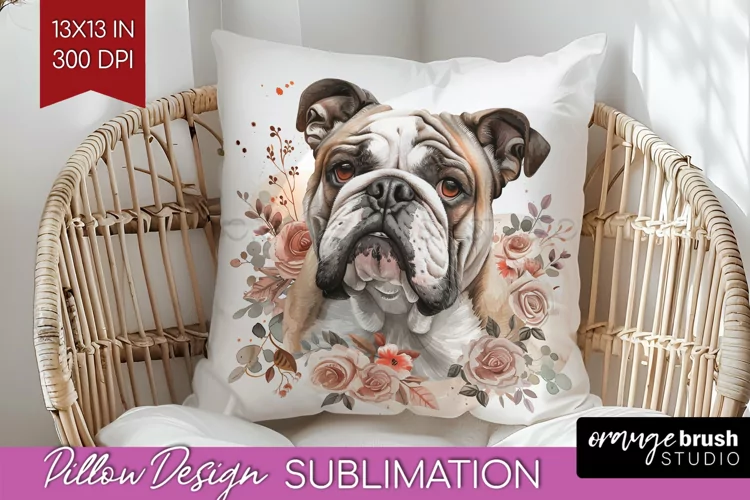 Floral Dog Pillow Sublimation - Flowers Pillow Cover PNG