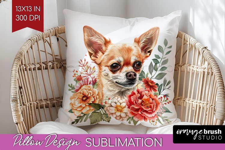 Floral Dog Pillow Sublimation - Flowers Pillow Cover PNG example image 1