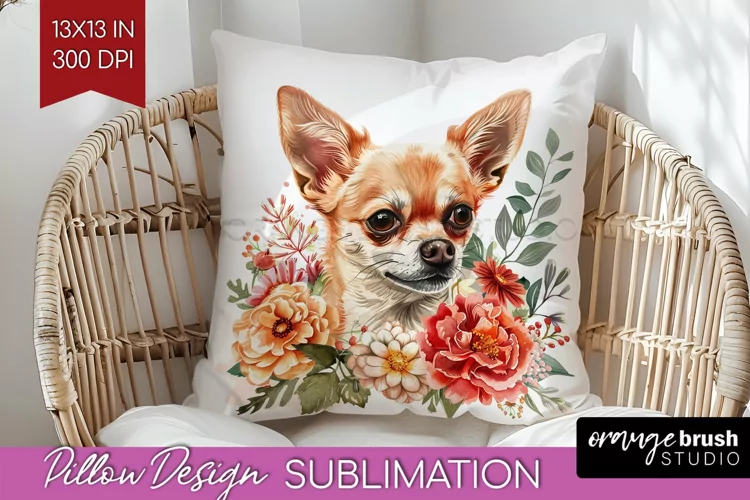 Floral Dog Pillow Sublimation - Flowers Pillow Cover PNG
