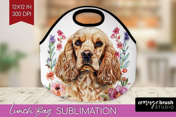 Floral Dog Lunch Bag - Flowers Lunch Bug PNG Sublimation example image 1