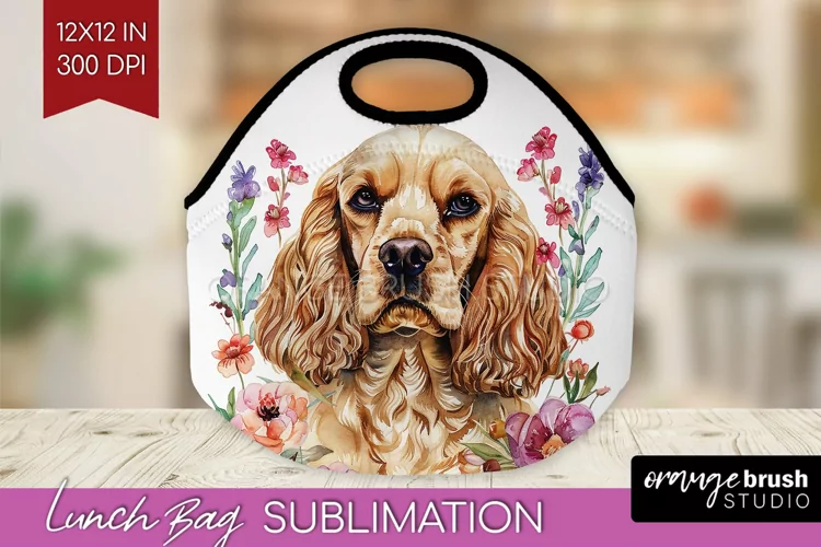 Floral Dog Lunch Bag - Flowers Lunch Bug PNG Sublimation