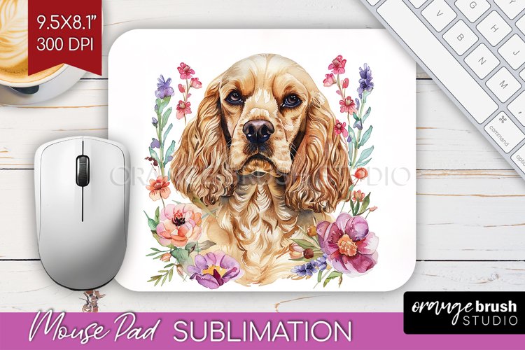 Floral Dog Mouse Pad Sublimation - Flowers Mousepad PNG