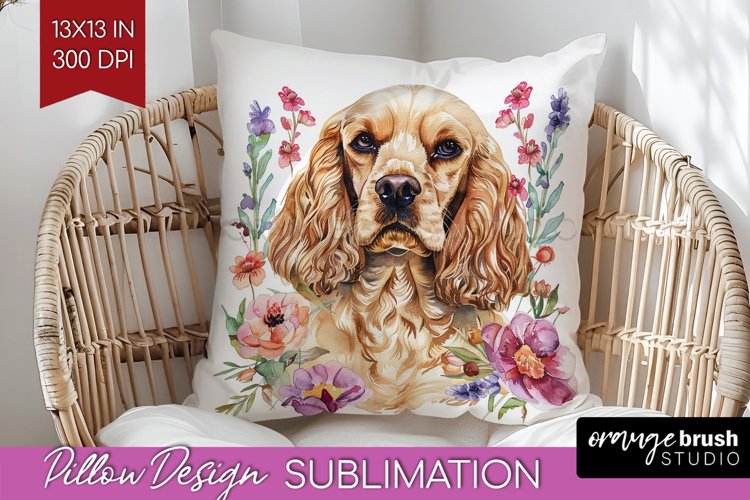 Floral Dog Pillow Sublimation - Flowers Pillow Cover PNG example image 1