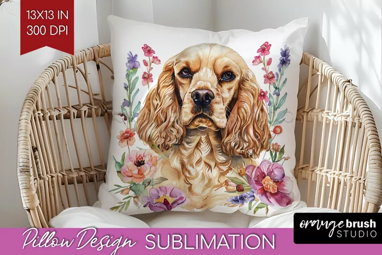 Floral Dog Pillow Sublimation - Flowers Pillow Cover PNG