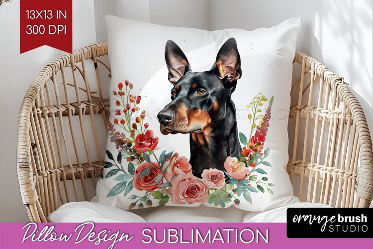 Floral Dog Pillow Sublimation - Flowers Pillow Cover PNG example image 1