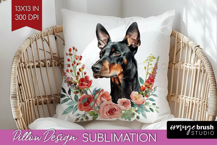 Floral Dog Pillow Sublimation - Flowers Pillow Cover PNG
