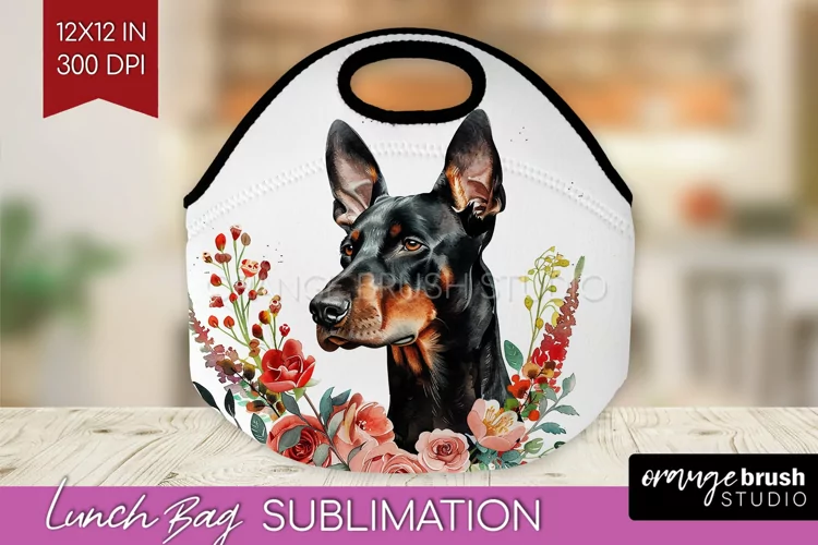 Floral Dog Lunch Bag - Flowers Lunch Bug PNG Sublimation