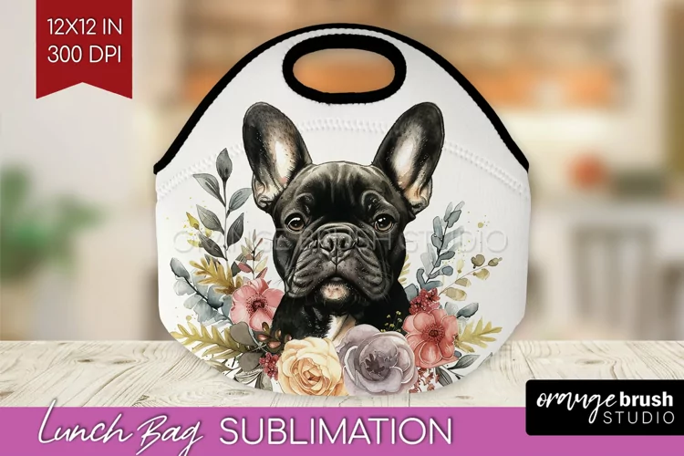Floral Dog Lunch Bag - Flowers Lunch Bug PNG Sublimation