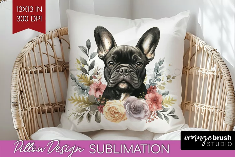 Floral Dog Pillow Sublimation - Flowers Pillow Cover PNG
