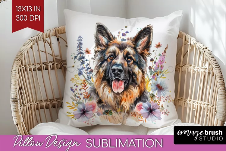 Floral Dog Pillow Sublimation - Flowers Pillow Cover PNG