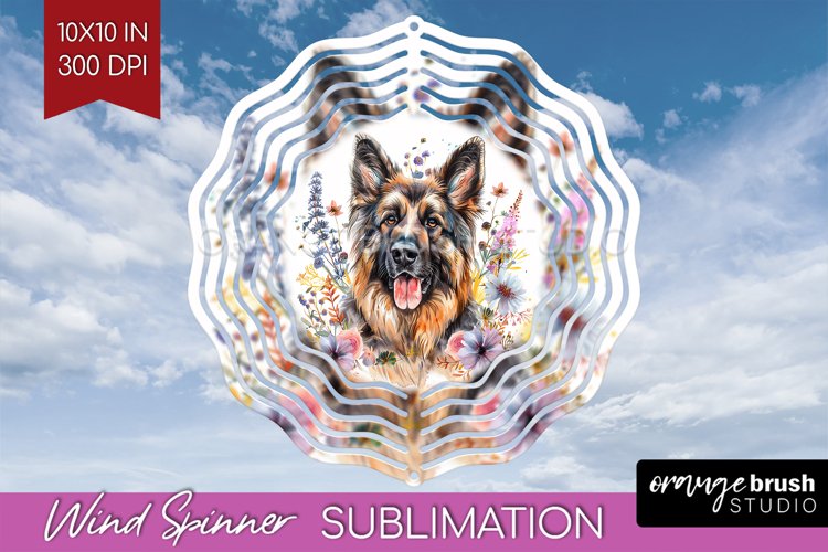 Floral Dog Wind Spinner Sublimation PNG - Flowers Round