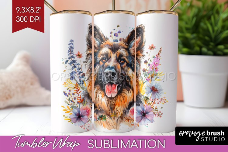 Floral Dog Tumbler Wrap - Flowers Tumbler PNG Sublimation