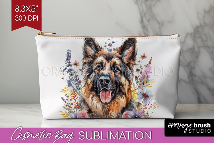 Floral Dog Cosmetic Bag - Flowers Makeup Bag PNG Sublimation example image 1