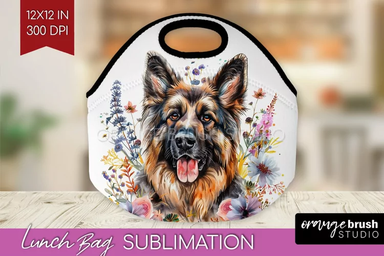 Floral Dog Lunch Bag - Flowers Lunch Bug PNG Sublimation