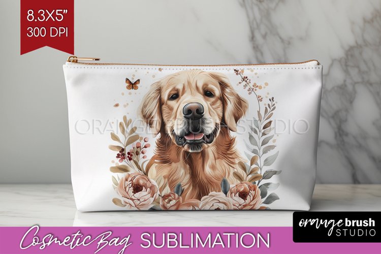 Floral Dog Cosmetic Bag - Flowers Makeup Bag PNG Sublimation example image 1