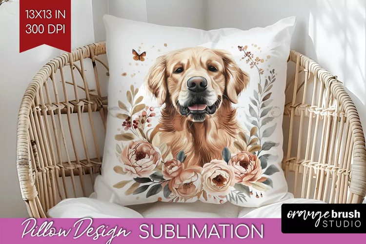 Floral Dog Pillow Sublimation - Flowers Pillow Cover PNG