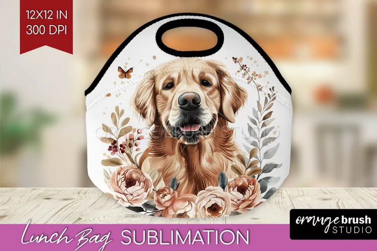 Floral Dog Lunch Bag - Flowers Lunch Bug PNG Sublimation