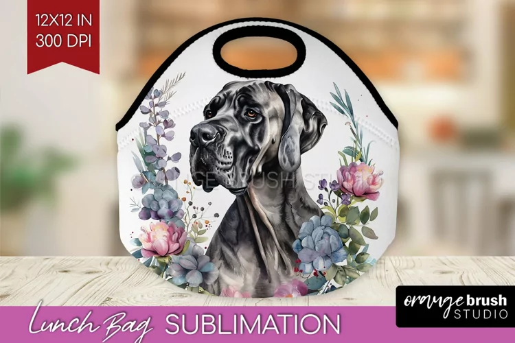 Floral Dog Lunch Bag - Flowers Lunch Bug PNG Sublimation