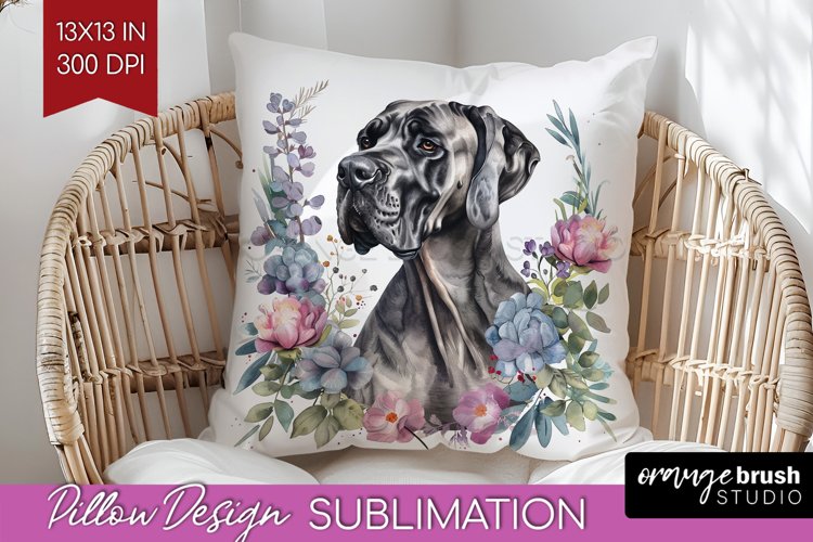 Floral Dog Pillow Sublimation - Flowers Pillow Cover PNG example image 1
