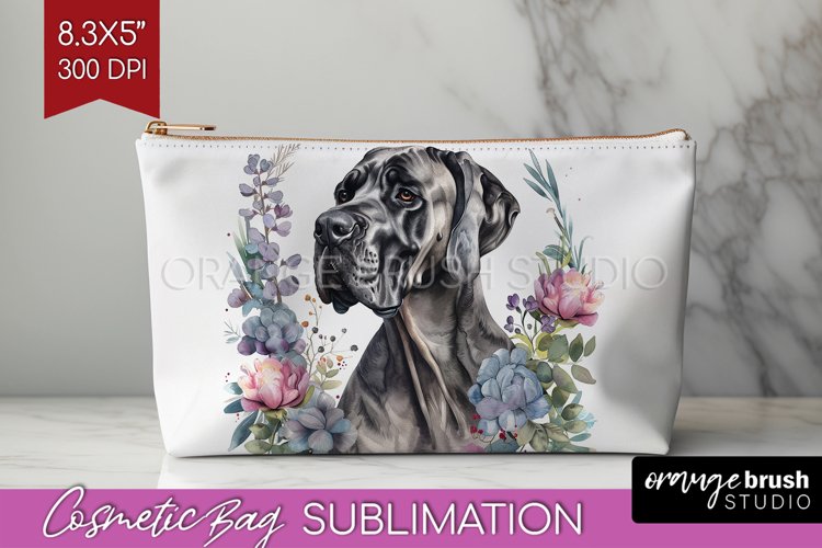 Floral Dog Cosmetic Bag - Flowers Makeup Bag PNG Sublimation example image 1