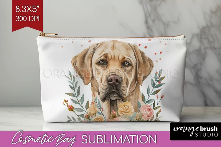 Floral Dog Cosmetic Bag - Flowers Makeup Bag PNG Sublimation