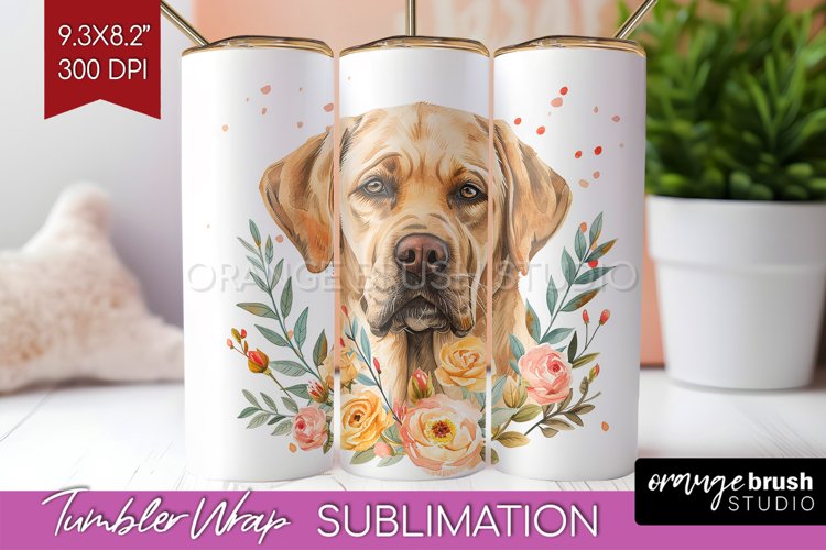 Floral Dog Tumbler Wrap - Flowers Tumbler PNG Sublimation