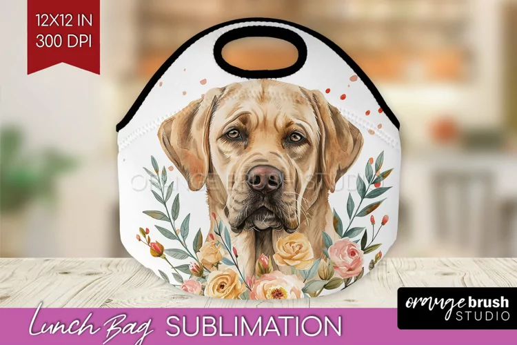 Floral Dog Lunch Bag - Flowers Lunch Bug PNG Sublimation